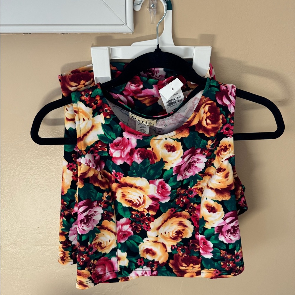 Floral Sleeveless Top and Matching skirt set
